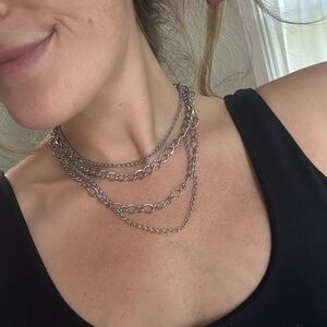 Silver Chain Necklace Set (4)